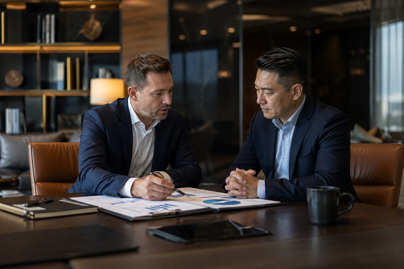 Corporate team collaboration in conference room